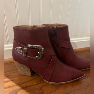 Beast Fashion burgundy ankle booties